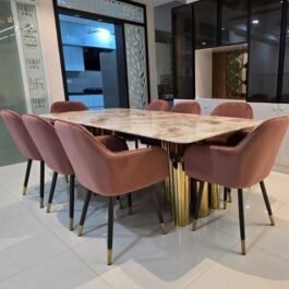 8-Seater White Marble Dining Table