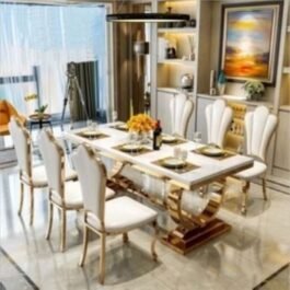 White Gold Finish Dining Table