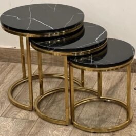 Black Top Marble Finish Nesting Table for Urban Living Set of 3