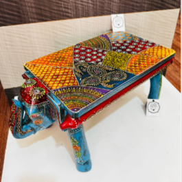 Authentic Rajasthani Hand-Painted Elephant Bench