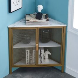 Corner Cabinet Table with 2-Shelf