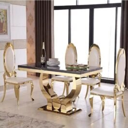Golden Rectangle Restaurant Black Marble Dining Table