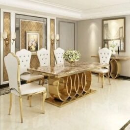 Dining Table Set Marble Stainless Steel Table