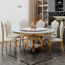 White Marble Round Table for Stylish Dining Space
