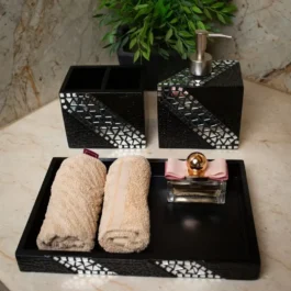 Black Inlay Mirror Bath Set For Bathroom Decor