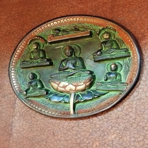 Brass Greenish Buddha Wall Hanging