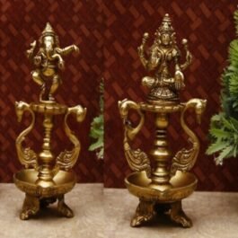 Brass Laxmi Ganesh Unique Curved Diya