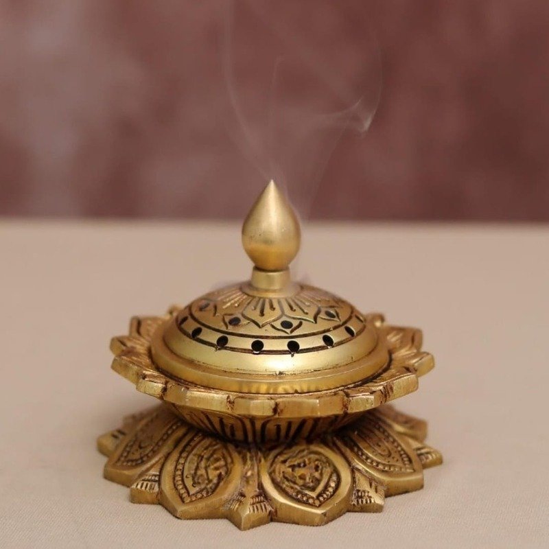 Brass Lotus Shaped Incense BurnerDhoop