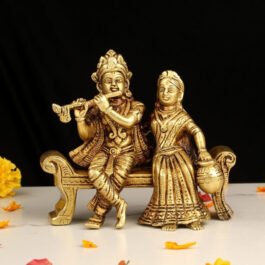 Brass Radhe Krishna Sitting Statue