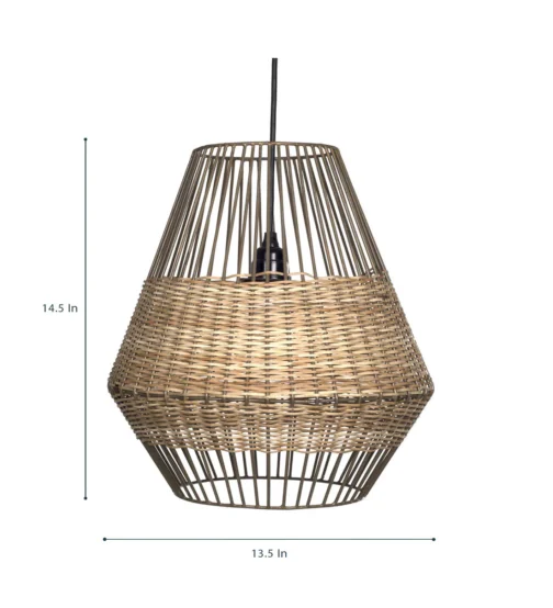 Brown Cane Single Hanging Lamp - Image 2