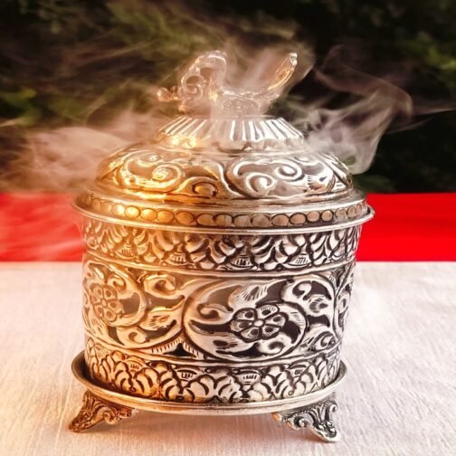 Carved German Silver LobanDhoop Burner