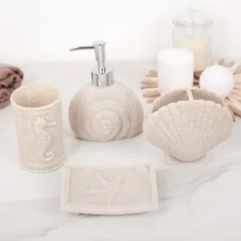 Elegant Ceramic Sea Shell Bath Set