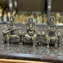 Elegant German Silver Laxmi-Ganesh-Saraswati Statue