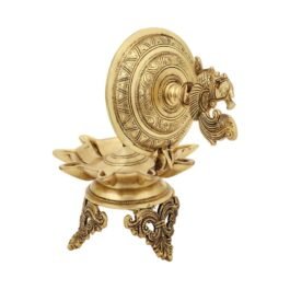 Ethnic Curvy Peacock Brass Diya with Stand