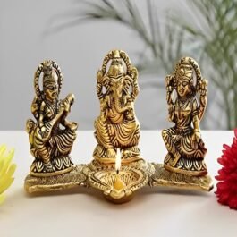 Excellent Ganesha Lakshmi Saraswati Metal Diya