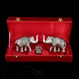 Exclusive German Silver Elephant Showpiece with Small Ganesha Idol