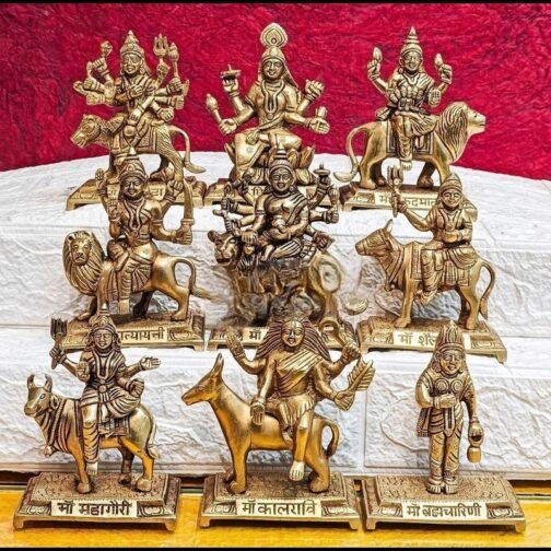 Fabulous Brass Navdurga/ Nine Goddess Statues Set