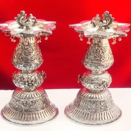 German Silver Thick Fine Carved DiyaSamai