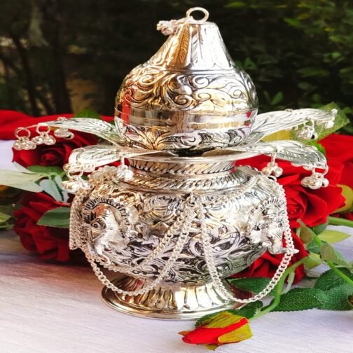 German Silver Vinayak Mangal Kalash with Hanging Chain and Coconut