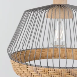 Gray Wide Cage Pendant Lamp