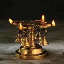 Harmonious Brass Multi Diya with Bells