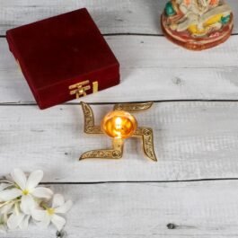 Impressive Swastik Shaped Brass Akhand Diya