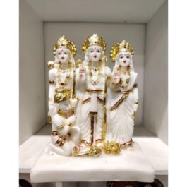 Marble Antique Ram Darbar Statue | White&Gold