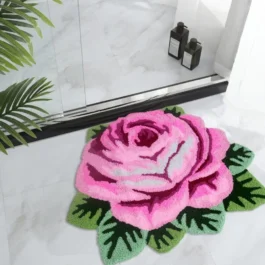 Pink Flower Rug for Anti-Slip Kitchen Floors