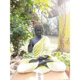 Polyresin Blessing Buddha Statue | Black & Green