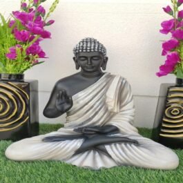 Polyresin Blessing Buddha Statue | Black&Silver