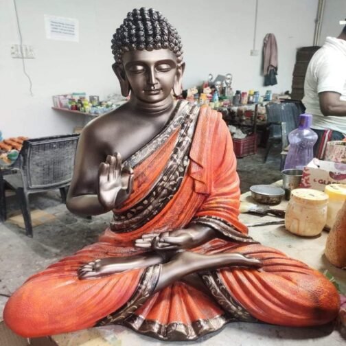 Polyresin Blessing Buddha Statue | Bronze&Scarlet