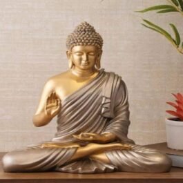 Polyresin Blessing Buddha Statue | Cream&Brass