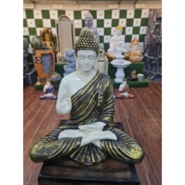 Polyresin Blessing Buddha Statue | Dark Brown&White