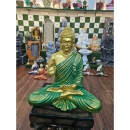 Polyresin Blessing Buddha Statue | Green&Gold