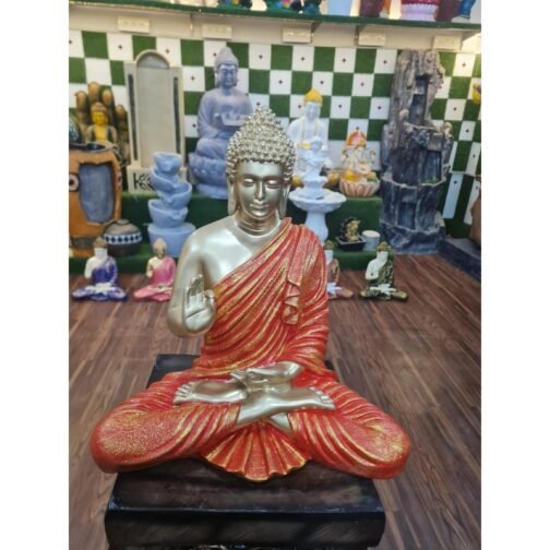 Polyresin Blessing Buddha Statue | Orange&Gold