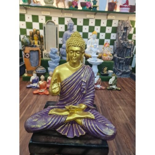 Polyresin Blessing Buddha Statue | Purple&Gold