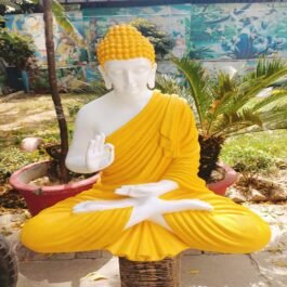 Polyresin Blessing Buddha Statue | White&Gold