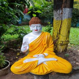 Polyresin Blessing Buddha Statue | White&Yellow