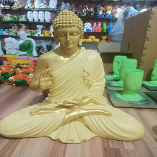 Polyresin Blessing Buddha Statue | Yellow&Gold