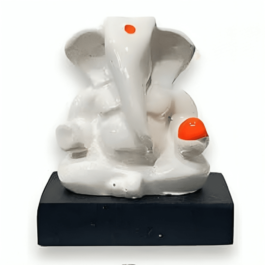 Radiant Ceramic Ganesha Figurine | White