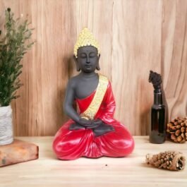 Resin Cute Buddha in Meditation Statue | Red&Black