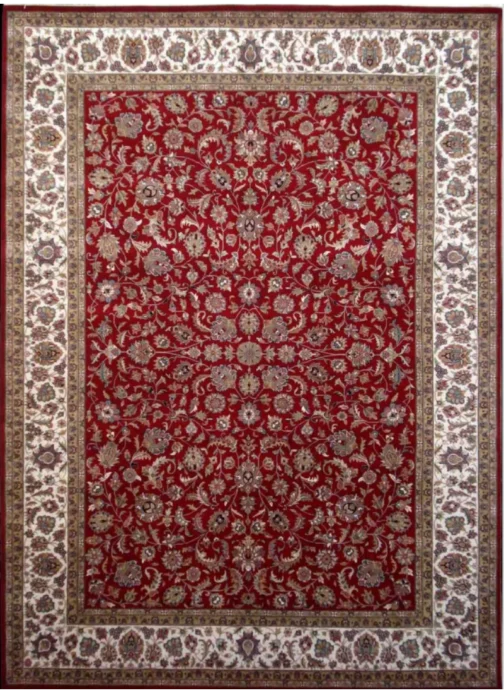 Design red/cream Colored Wool Carpet