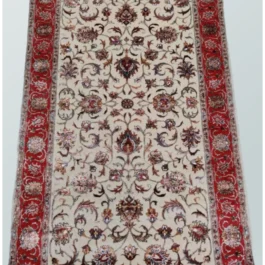 Cream Red Wool Carpet With Handmade Luxury Designs