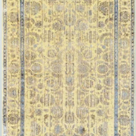 Stylish Semi-Worsted Cream Wool Carpet With Flower Pattern