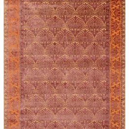 Premium Handmade Wool Carpet in Cream & Rust Colour With Chic Design