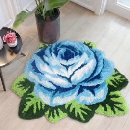 Stylish Anti-Slip Blue Flower Rug for Modern Kitchen Floors