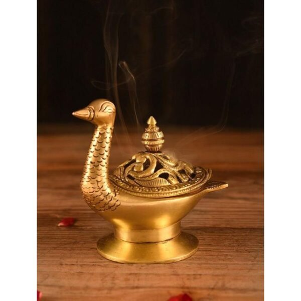 Swan Shaped Brass Dhoop Burner - Phooldaan