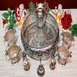 Wonderful German Silver Black Polish Pooja Set Combo of 9pcs