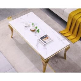 Affordable Gold & Cream Marble Center Table