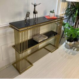 2-Layer Metal Rectangle Console Table for Living Room Decor